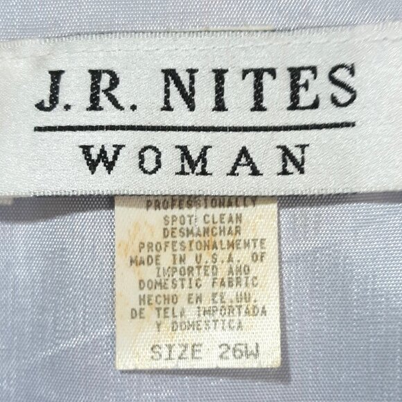 J.R.Nites Blue Women 26/24 Church Formal Suit Handkerchief Hem Crystal Beading - Picture 7 of 9